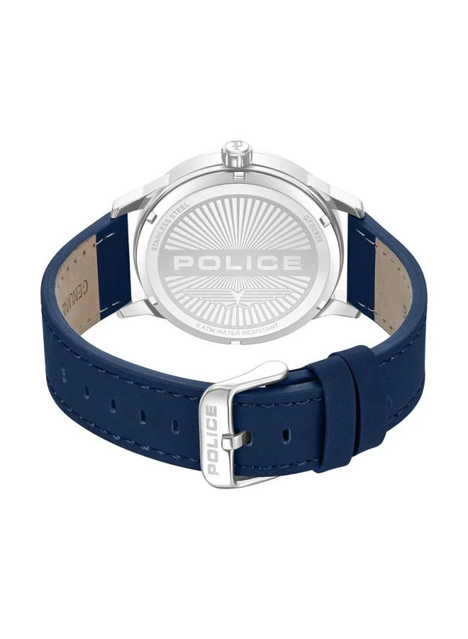 Police Blue Men's Jet Blue Dial Genuine Leather Strap Analog Watch for Men, 44mm for Men | Best Price UAE